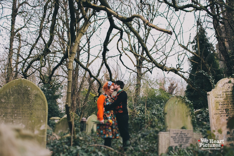 London Stoke Newington Abney Park Cemetery Engagement Shoot | Alternative and Creative Wedding Photography by We Heart Pictures London, UK & Destination