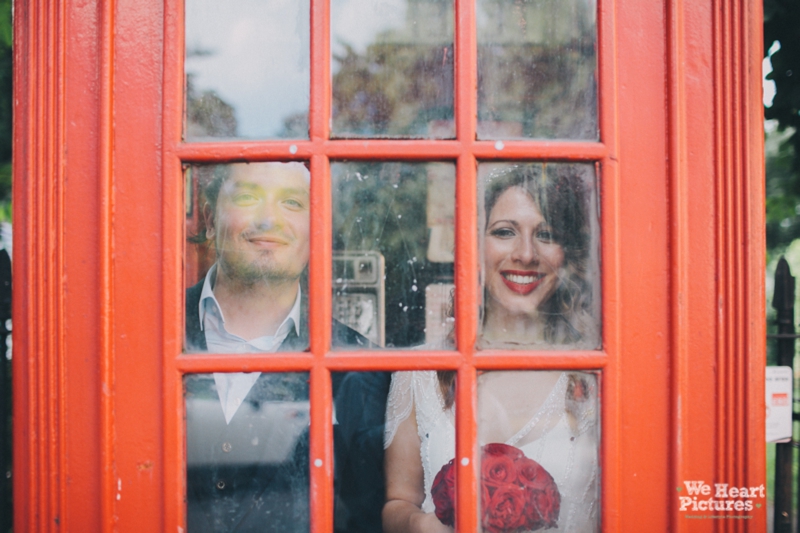 Red Telephone box Groom and Bride Portraits in the Park, Wedding Party at Public House, Wedding Days covered in Style and rich Visual imagery, London Alternative Wedding Photographer, Reportage Wedding Photography in London