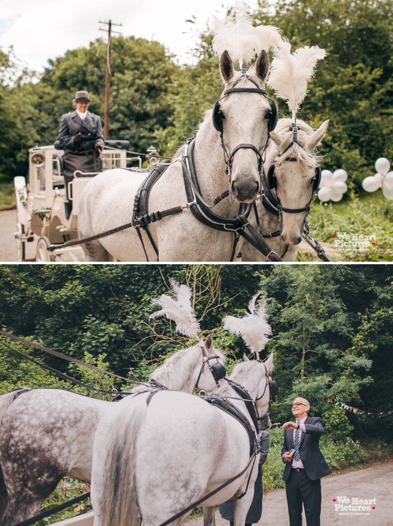 Horses as a wedding car, Reportage of a morning on a wedding day in St albans, Ivi Hearts wedding deco, Alternative Wedding Photography In London, Pastel Tones wedding