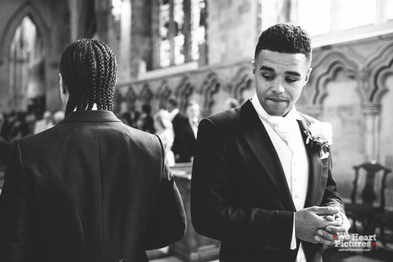 Waiting Groom, St Albans Cathedral Wedding | London Alternative Wedding Photography, Reportage of a wedding Day 