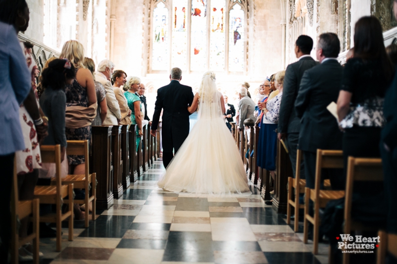 Bride Walking down the isle, St Albans Cathedral Wedding | London Alternative Wedding Photography, Reportage of a wedding Day 