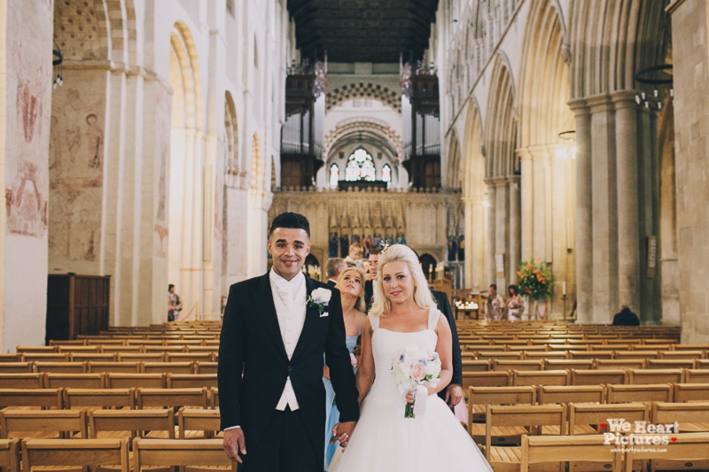 Couple leaving the St Albans Cathedral as Manand Wife, St Albans Cathedral Wedding | London Alternative Wedding Photography, Reportage of a wedding Day 