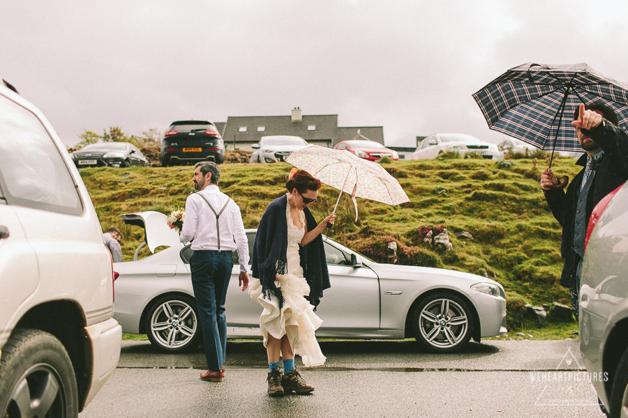 Loch Coruisk Humanistic Wedding | Alternative Wedding Photographer | Elgol | Bride with trekking Shoes 