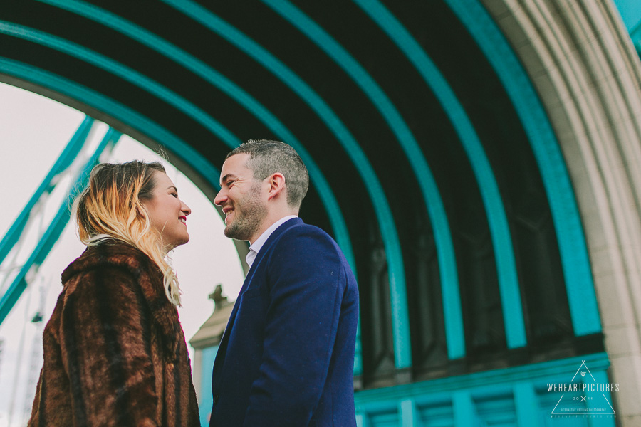 Tower Bridge, Alternative Wedding Photographer, Engagement Shoot, London in the Autumn, St Katharine Dock