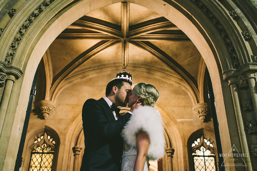 Groom Kissing his Bride in London-London-Hawksmoor_Guildhall Wedding Photographer, Winter Wedding, Creative, Alternative Wedding Photography