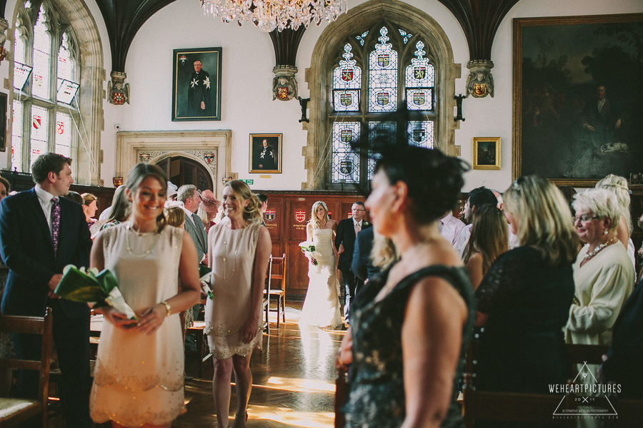 Creative Wedding Photographer in London,  Museum-of-the-order-of-Saint-John-Wedding-Photographer, Bride walking down the aisle