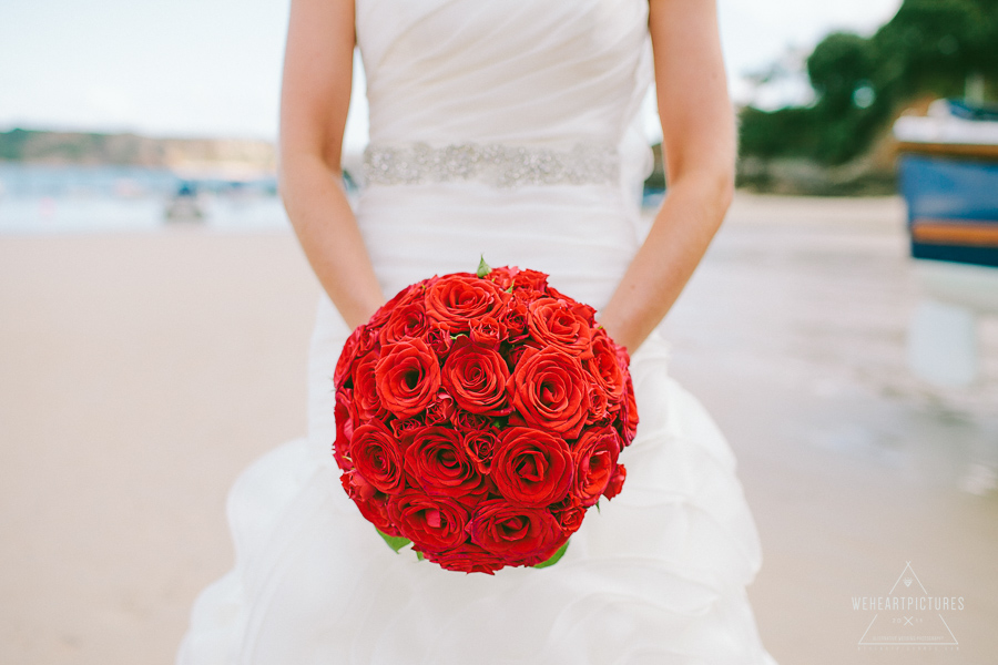 Red rouses bouquet, Destination Wedding Photographer, alternative Wedding Photographer, Jersey, channel Islands, France, weheartpicures.com