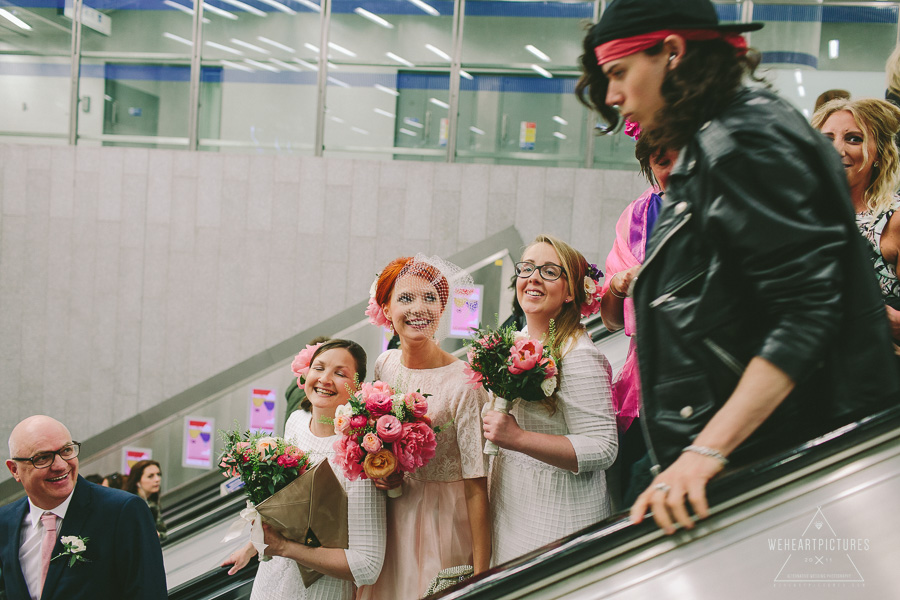 Creative & Alternative Wedding Photographer-London Wedding at Chads Place Kings Cross & St Stephens Church in Hampstead- Preparations at the Renaissance Hotel- Vintage Wedding Dress, Routemaster and Vivienne Westwood Shoes, Bride travelling by tube