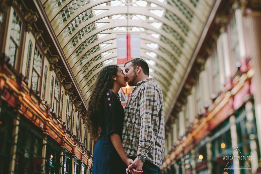Engagement Shoot in London City covering St Dunstans in the East, Leadenhall Market and the city
