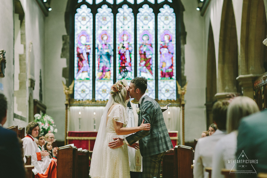 First Kiss, Mexican Fiesta Wedding in London, Alternative Wedding Photography