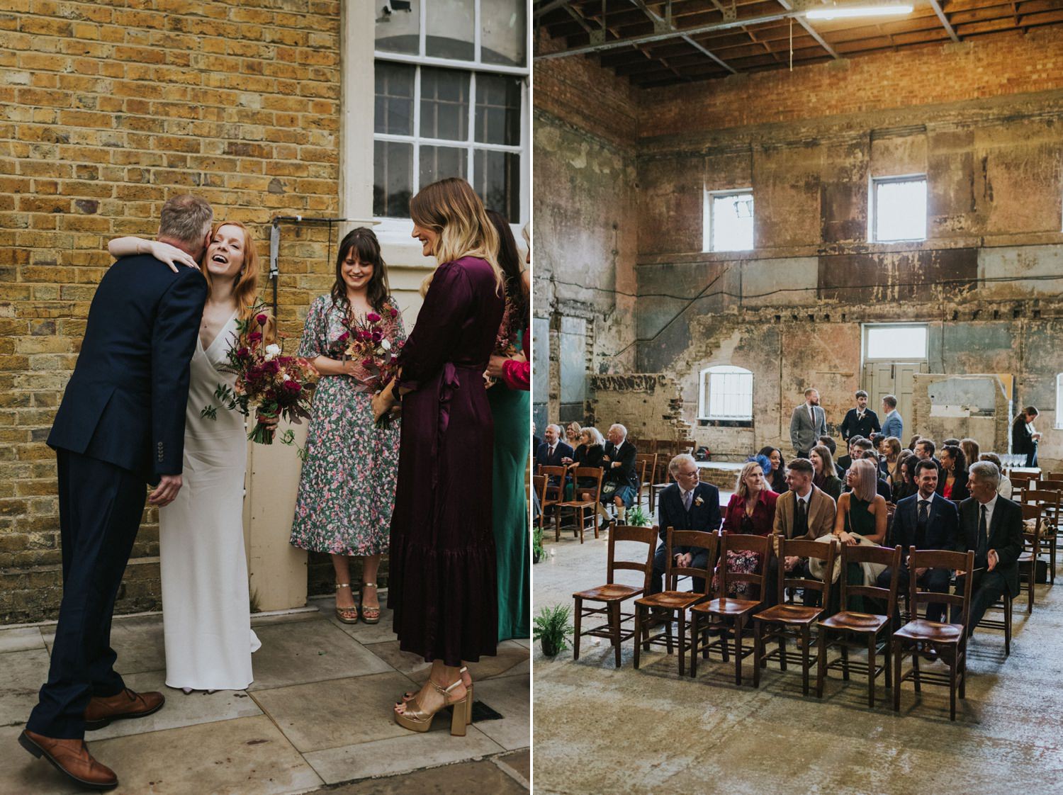 Guests arrive at wedding chapel