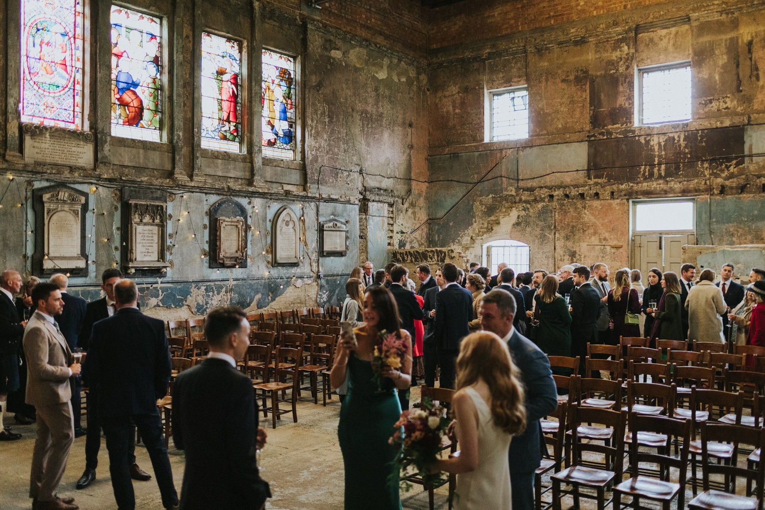 Derelict chapel wedding reception