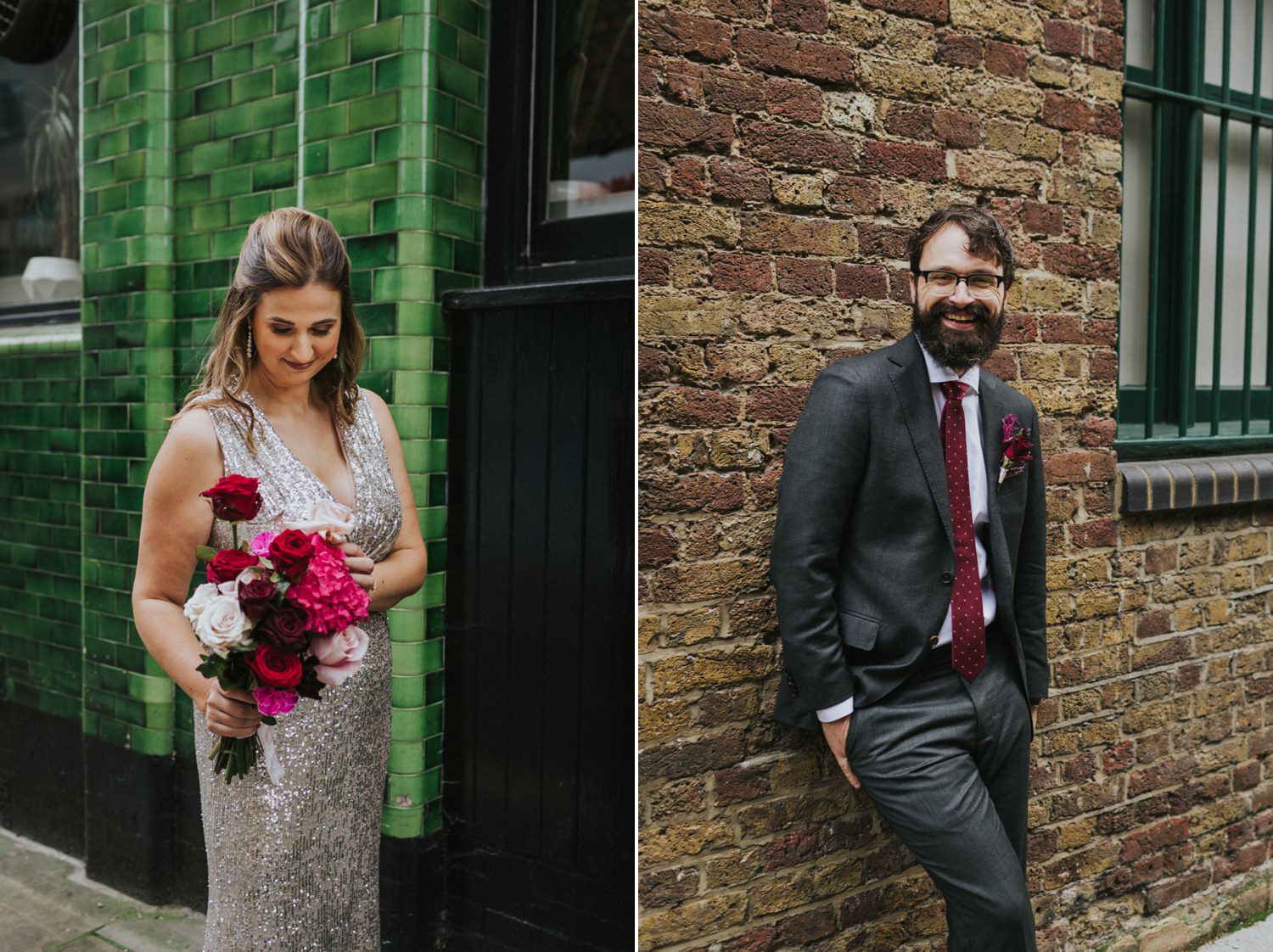 Bride and Groom in the streets of east London / Alternative Wedding Photographer.