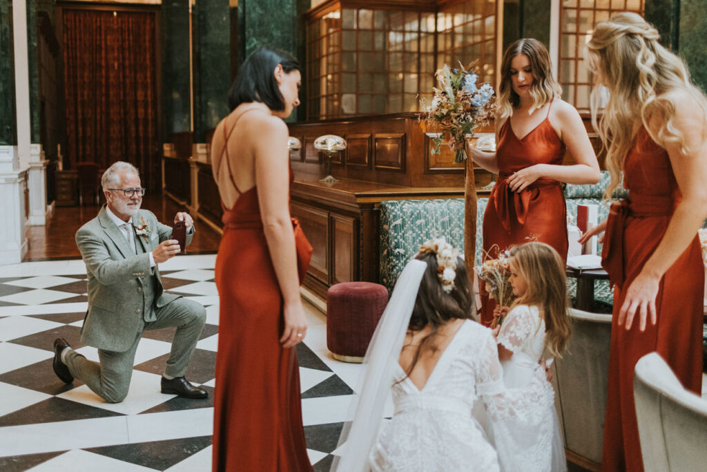 Bride getting ready at The Ned - AMP Studios - Asylum Chapel London Alternative Wedding Photographer- We Heart Pictures