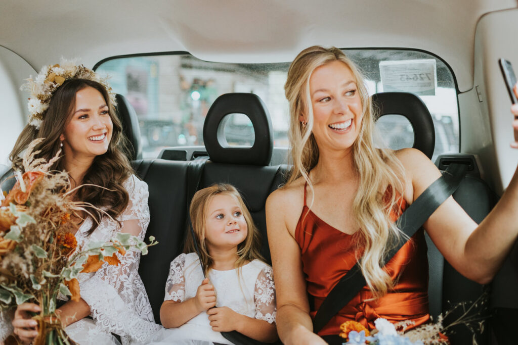 Bride on taxi ride to get married - AMP Studios - Asylum Chapel London Alternative Wedding Photographer- We Heart Pictures