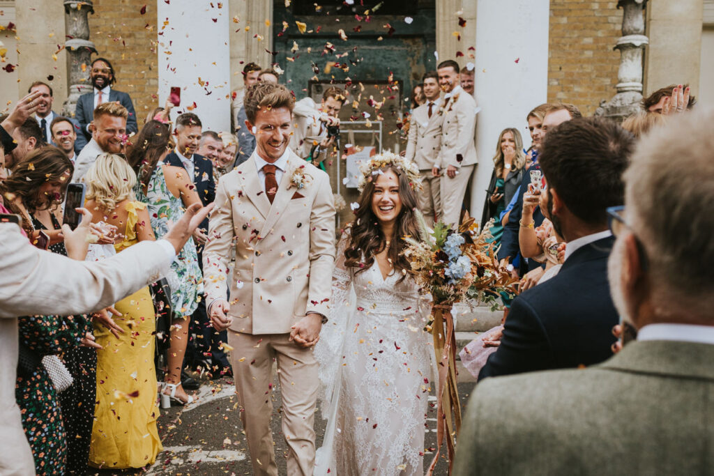 Bride and groom portraits at London Boho Wedding - AMP Studios - Asylum Chapel London Alternative Wedding Photographer- We Heart Pictures