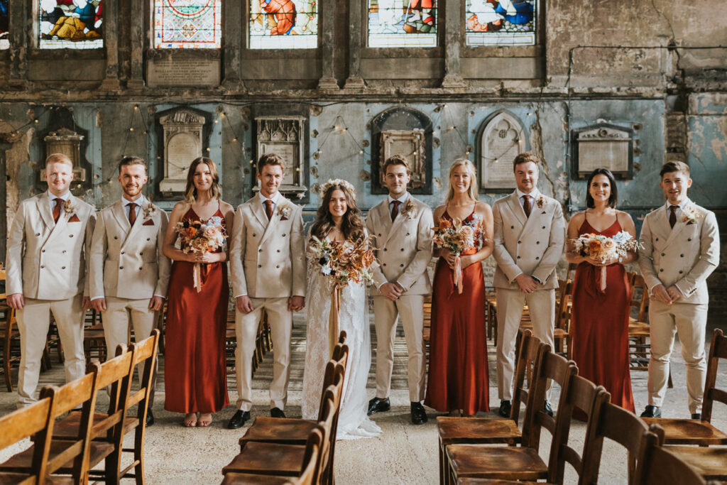 Bridal party- Boho Wedding - AMP Studios - Asylum Chapel London Alternative Wedding Photographer- We Heart Pictures