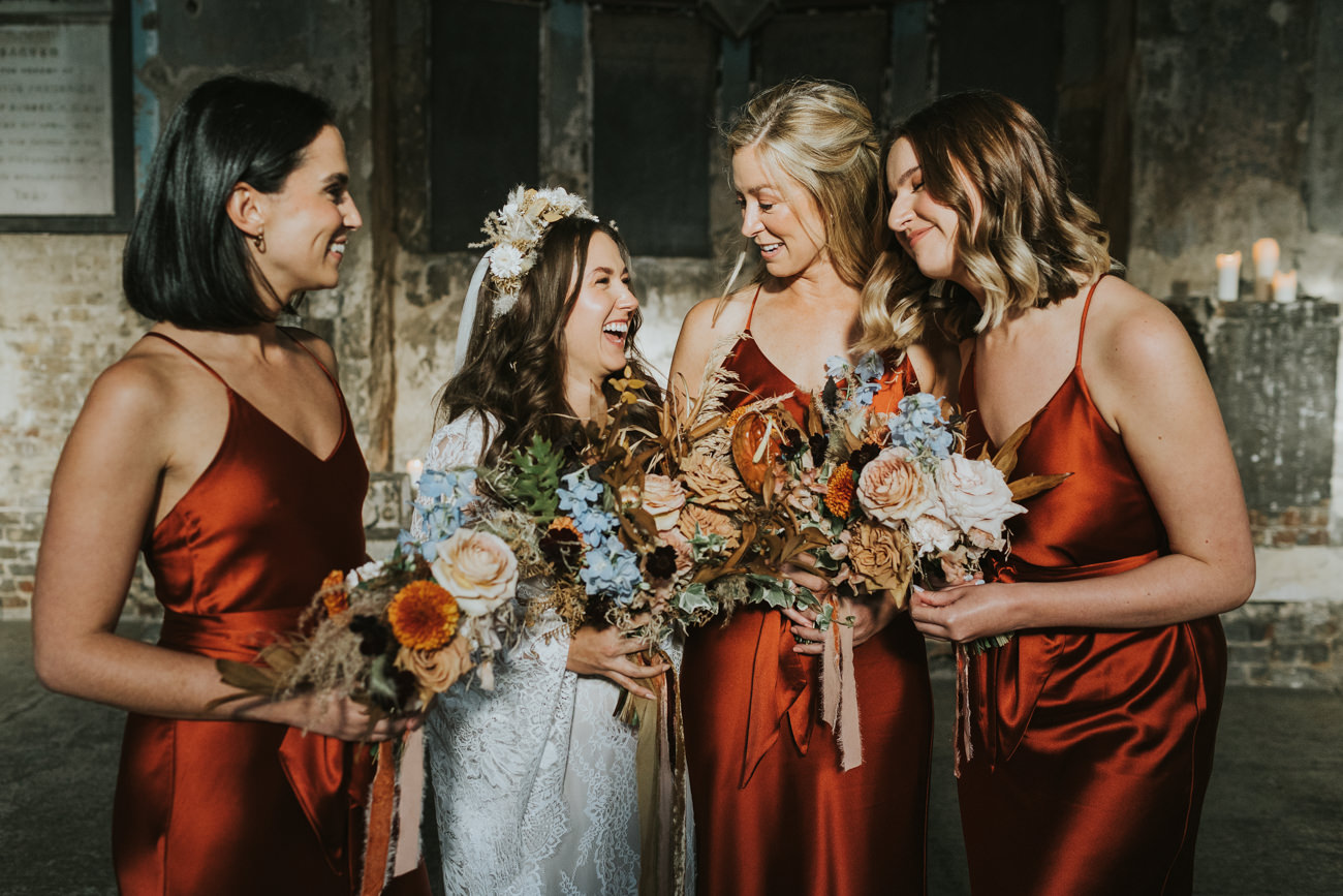 Bridal party- Boho Wedding - AMP Studios - Asylum Chapel London Alternative Wedding Photographer- We Heart Pictures