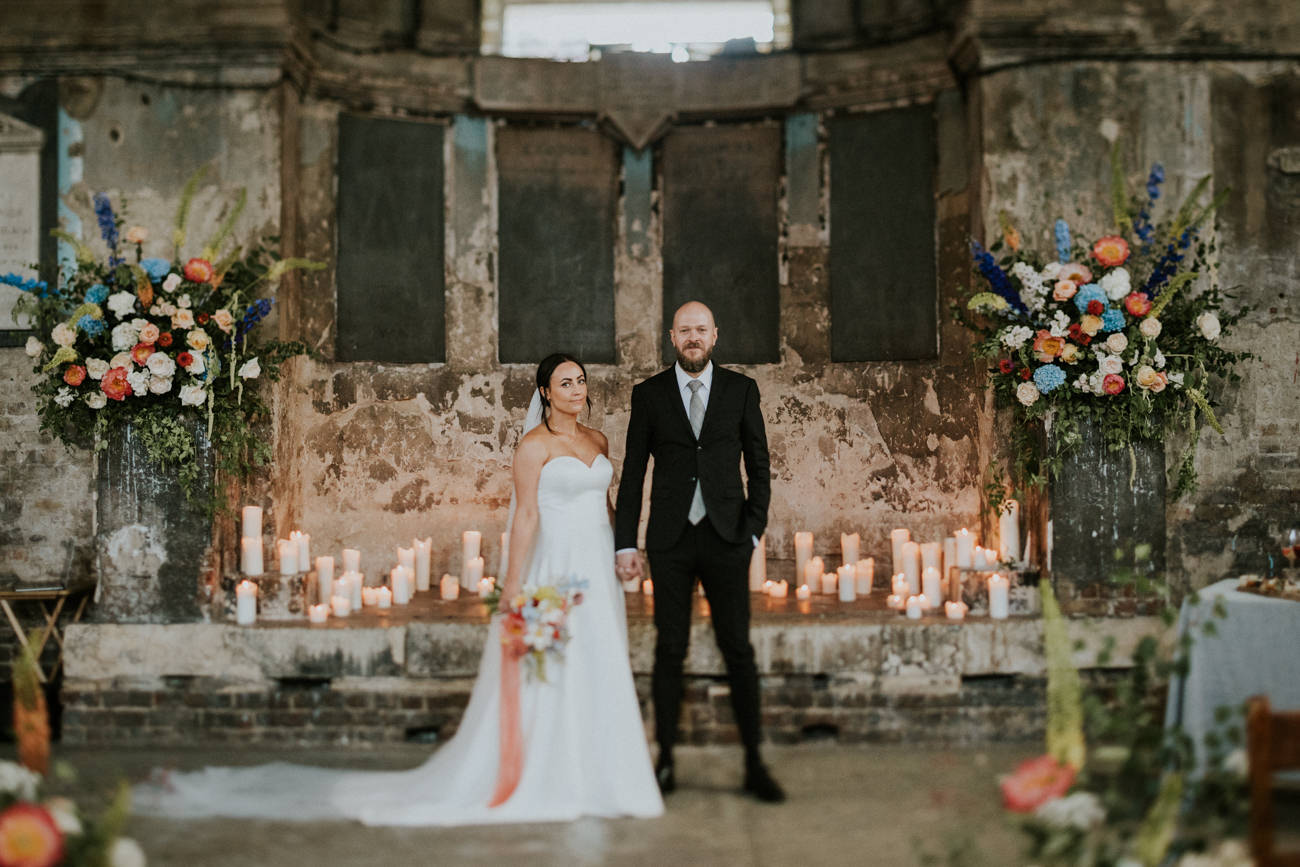 Bride and groom portraits - London Wedding Ceremony at Asylum Chapel in Caroline Gardens - Alternative Wedding Photography We Heart Pictures 