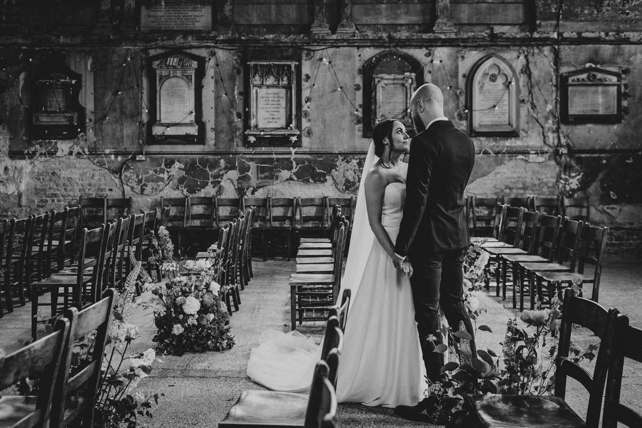 Bride and groom portraits - London Wedding Ceremony at Asylum Chapel in Caroline Gardens - Alternative Wedding Photography We Heart Pictures 