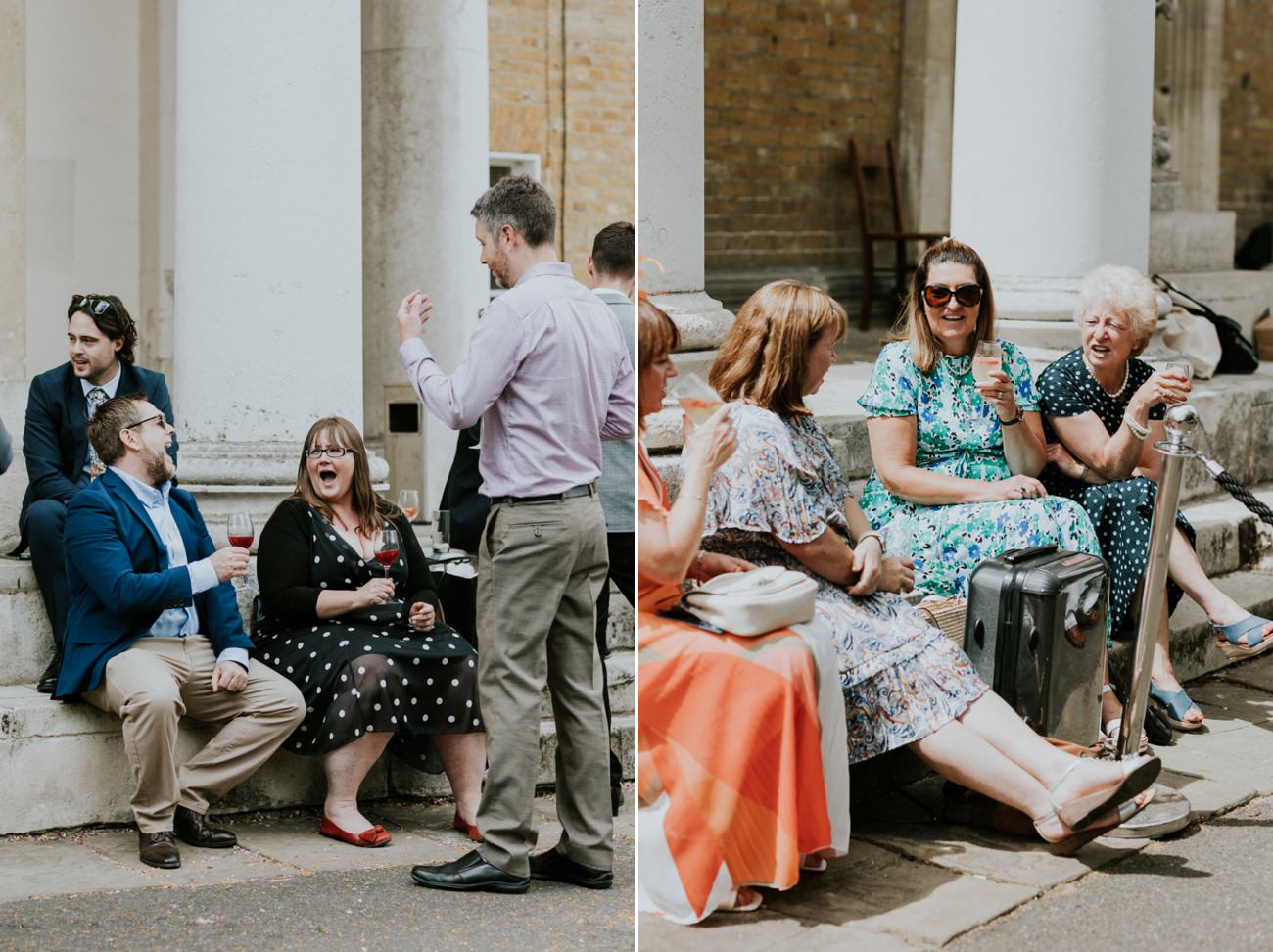 Guests relaxing at London Wedding Ceremony at Asylum Chapel in Caroline Gardens - Alternative Wedding Photography We Heart Pictures 