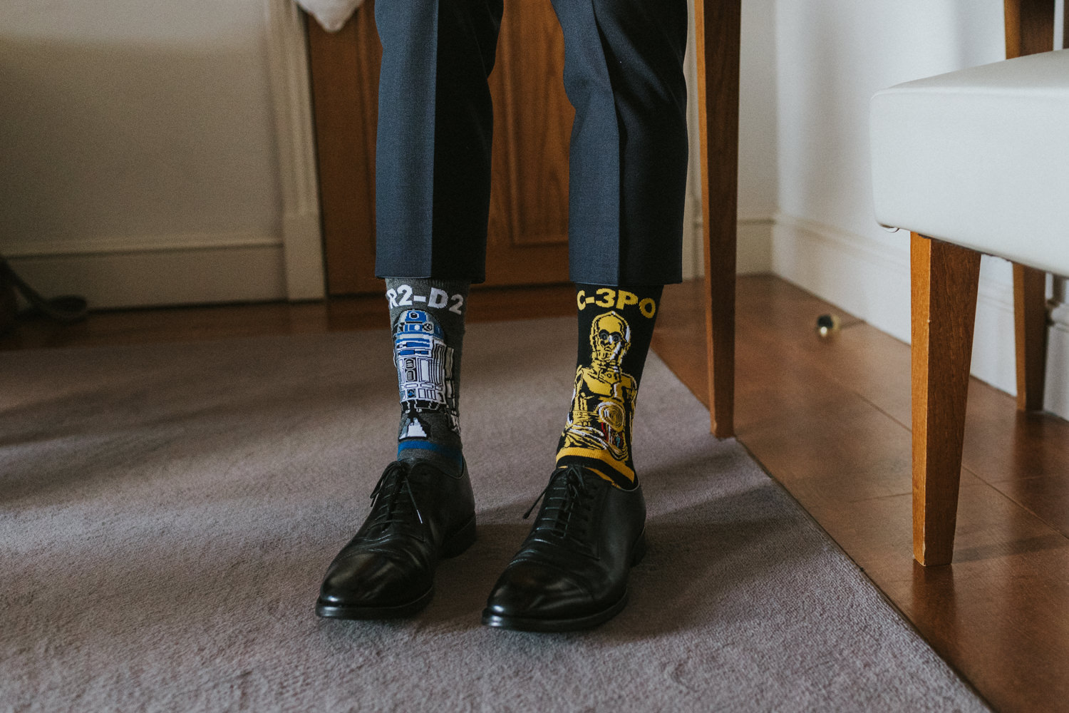 Star Wars socks for the Groom, Bingham Riverhouse Wedding Photographer