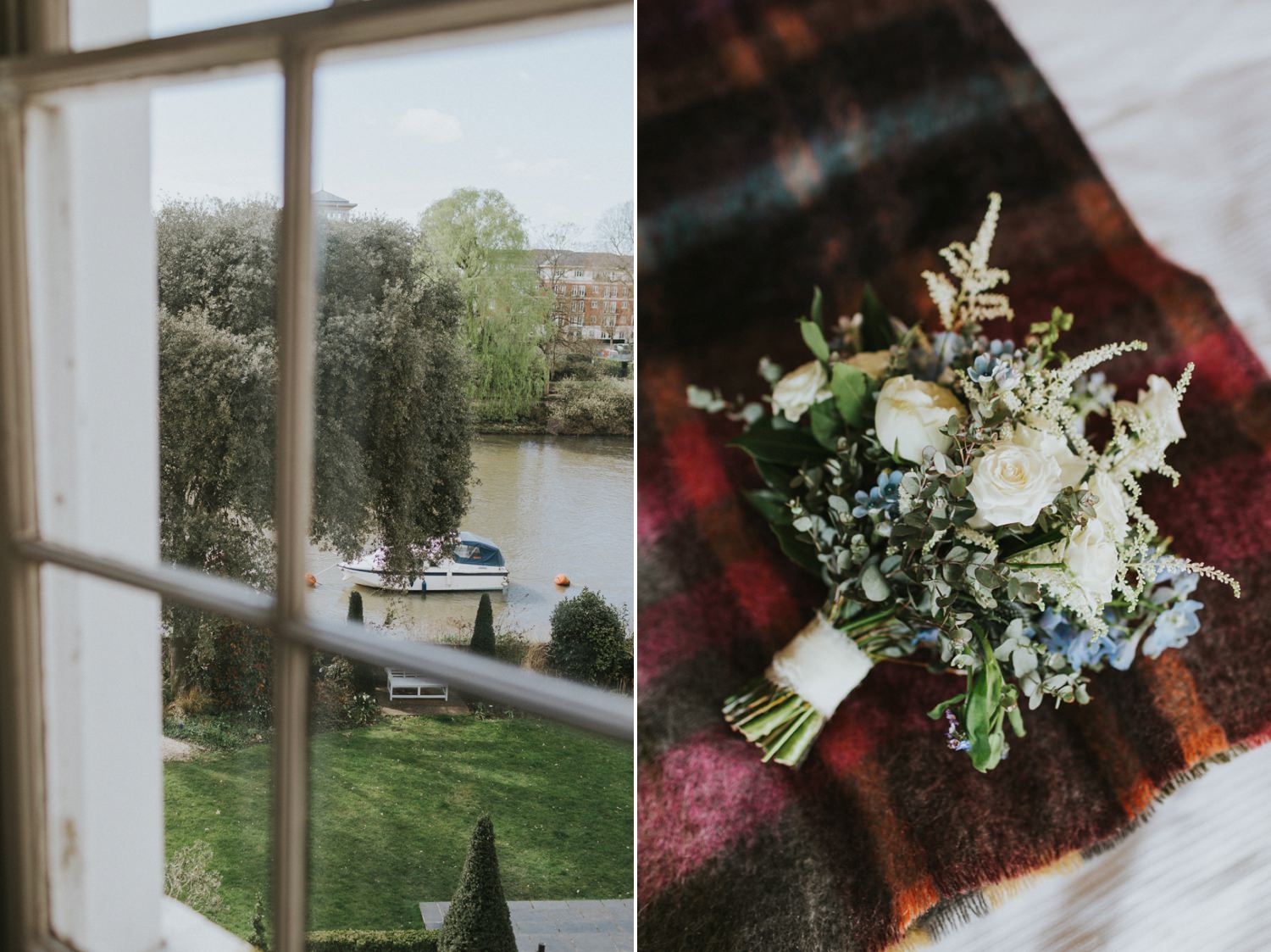 View from the hotel window to the Thames, Bingham Riverhouse Wedding Photographer