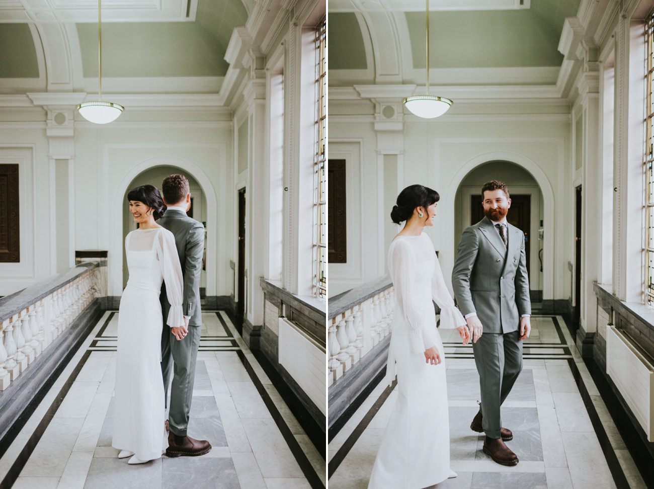 First Look / London Islington Town Hall and LARDO / Alternative Wedding Photographer