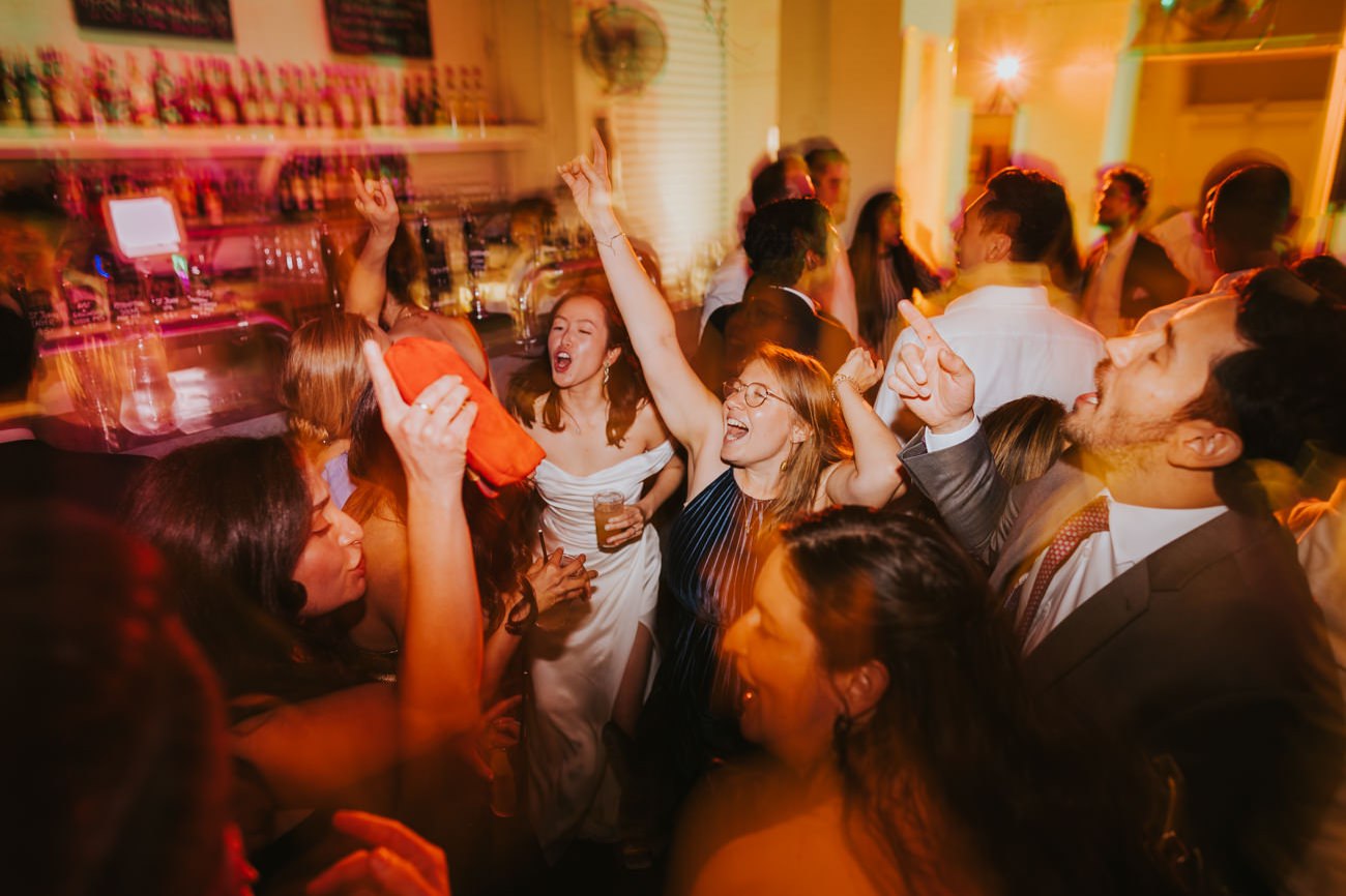 Dance floor vibes at the end of a happy wedding celebration